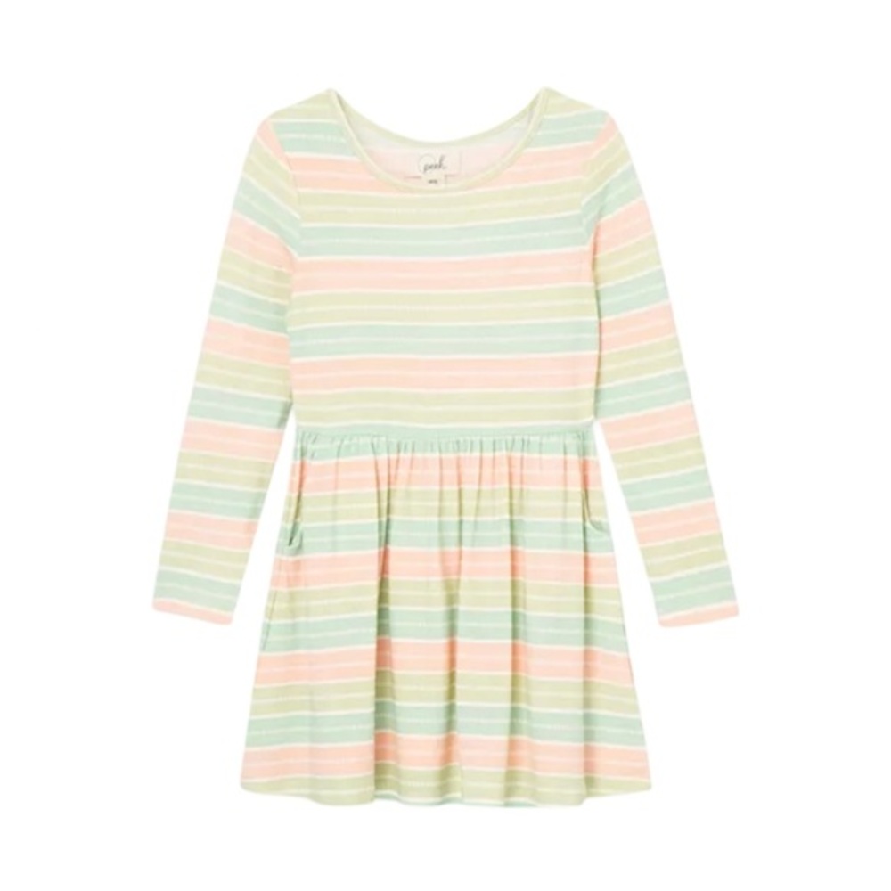 PEEK GIRLS STRIPED LONG SLEEVE DRESS